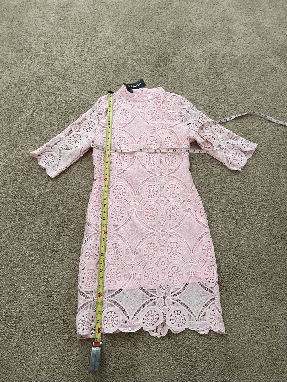 Women's Pink Lace Midi Dress by Unknown